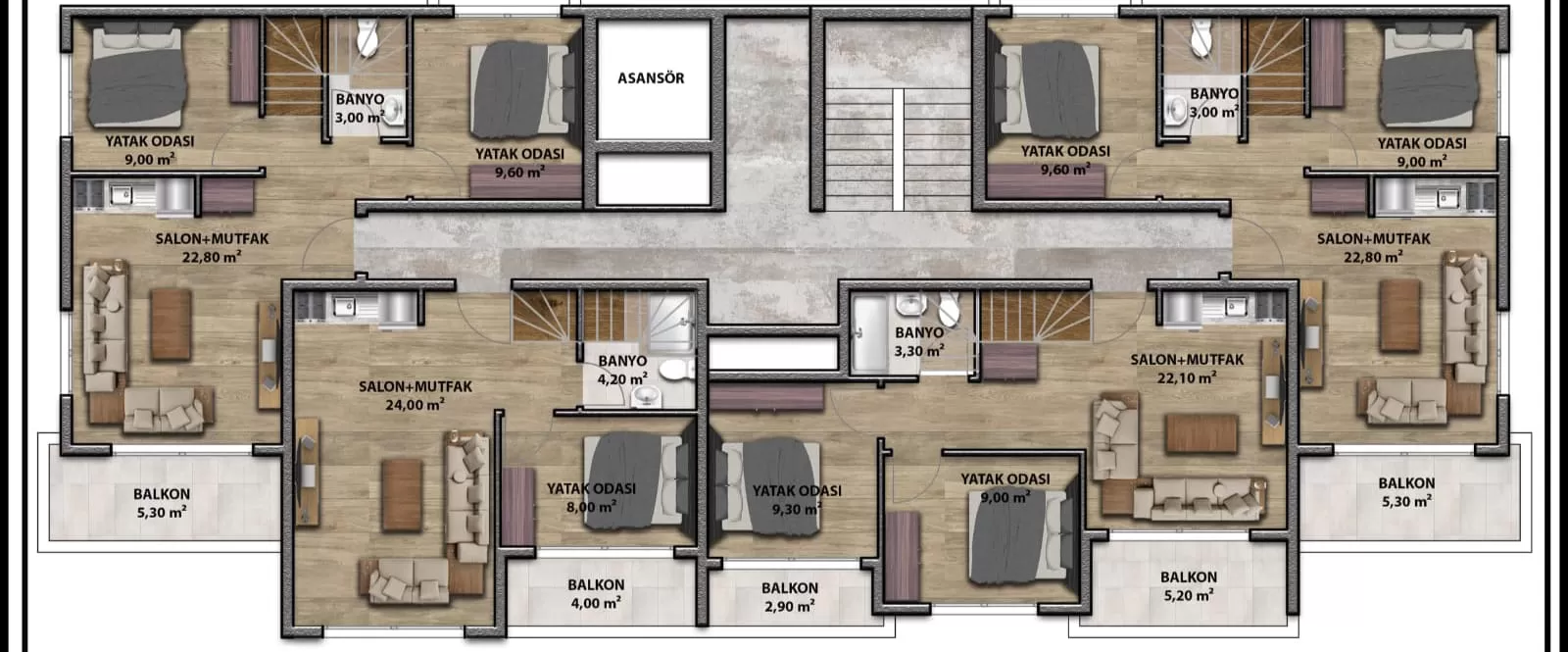 تصميمات بمساحات واسعة للغرف