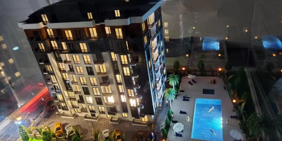 اطلالة الشقق على المسبح